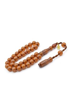 Hakkı Usta İmzalı Küre Bilek Boy Koyu Turuncu Sıkma Kehribar Tesbih