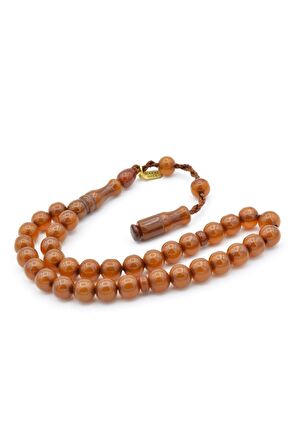 Hakkı Usta İmzalı Küre Bilek Boy Koyu Turuncu Sıkma Kehribar Tesbih