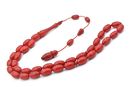 Nasır Fidan İşçilikli Hareli Kırmızı Sıkma Kehribar Tesbih