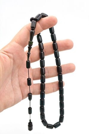 Mehmet Hızarcı Usta İşçilikli Lacivert Sıkma Kehribar Tesbih