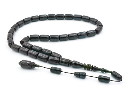 Mehmet Hızarcı Usta İşçilikli Lacivert Sıkma Kehribar Tesbih