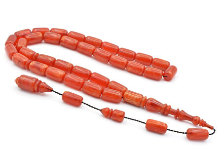 Mehmet Hızarcı Usta İşçilikli Hareli Turuncu Sıkma Kehribar Tesbih