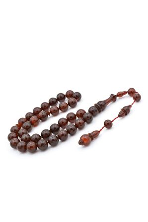 Mesut Elma Usta İşçilikli Kahverengi Sıkma Kehribar Tesbih