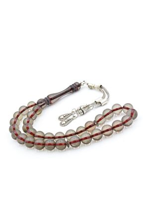 Küre Kesim Kokulu Kahverengi Toz Kehribar Tesbih 10 Mm