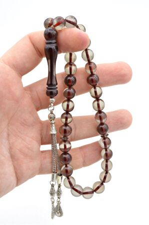 Küre Kesim Kokulu Kahverengi Toz Kehribar Tesbih 10 Mm