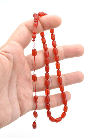 Sistemli Kapsül Kesim Bilek Boy Turuncu Sıkma Kehribar Tesbih 001