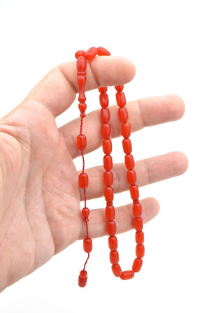 Sistemli Kapsül Kesim Bilek Boy Turuncu Sıkma Kehribar Tesbih 002