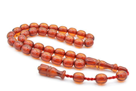 Sistemli Beyzi Kesim Günlük Boy Sarı Sıkma Kehribar Tesbih 002