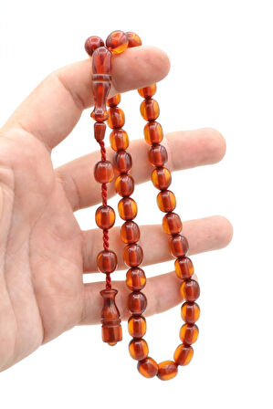 Sistemli Beyzi Kesim Günlük Boy Sarı Sıkma Kehribar Tesbih 002