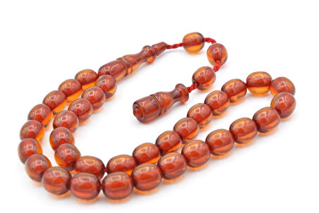 Sistemli Beyzi Kesim Günlük Boy Sarı Sıkma Kehribar Tesbih 002