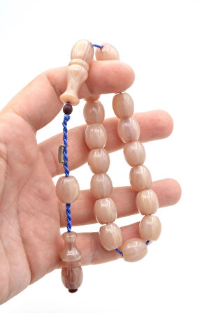 Zeyzun İmzalı Fıçı Kesim Beyaz Sıkma Kehribar Efe Maskot Tesbih