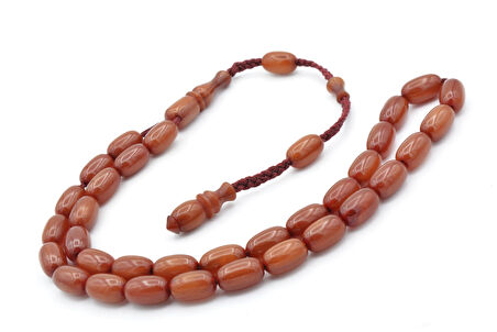 Cüneyd Hasan Yapımı Çift Çekim Kapsül Kesim Koyu Turuncu Katalin Tesbih