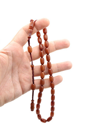 Cüneyd Hasan Yapımı Çift Çekim Kapsül Kesim Koyu Turuncu Katalin Tesbih