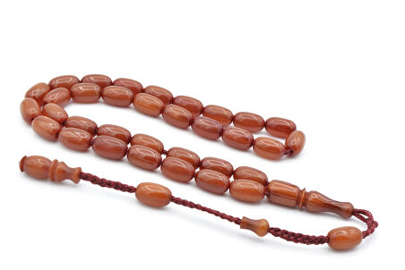 Cüneyd Hasan Yapımı Çift Çekim Kapsül Kesim Koyu Turuncu Katalin Tesbih