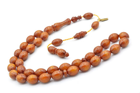 Mustafa Uysal İmzalı Beyzi Kesim Koyu Sarı Katalin Tesbih