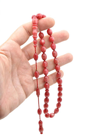 Mustafa Uysal İmzalı Beyzi Kesim Beyaz Pembe Katalin Tesbih