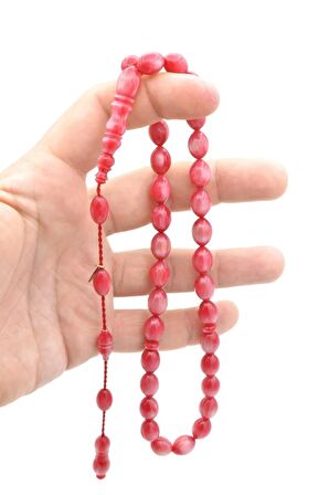 Mustafa Uysal İmzalı Beyzi Kesim Beyaz Pembe Katalin Tesbih
