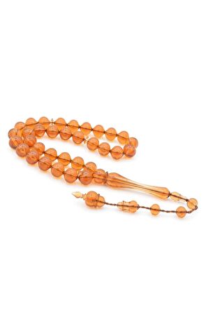 Sistemli Sığırcık Kesim Bal Rengi Uçak Camı Tesbih