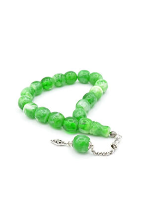 Fıçı Kesim Hareli Yeşil Sıkma Kehribar Efe Maskot Tesbih