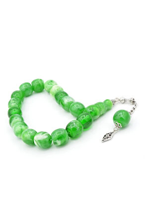 Fıçı Kesim Hareli Yeşil Sıkma Kehribar Efe Maskot Tesbih