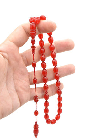 Ebu Zeyn Usta Yapımı Günlük Boy Arpa Kesim Kırmızı Katalin Tesbih