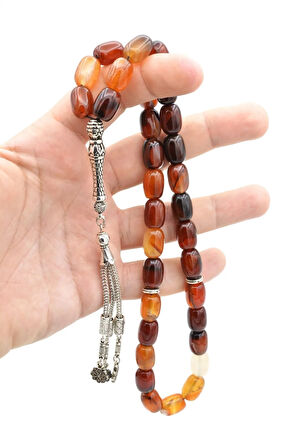 Kapsül Kesim Dev Boy Hakiki Siyah Kırmızı Akik Taşı Tesbih