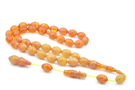 Hakan Turan Yapımı Beyzi Kesim Turuncu Renk Süzmesi Sıkma Kehribar Tesbih