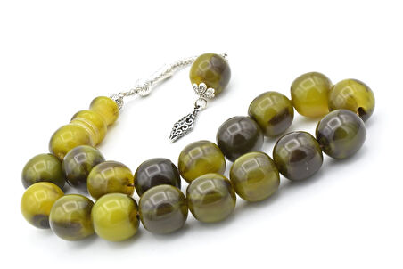 Fıçı Kesim Hareli Yeşil Sıkma Kehribar Efe Maskot Tesbih