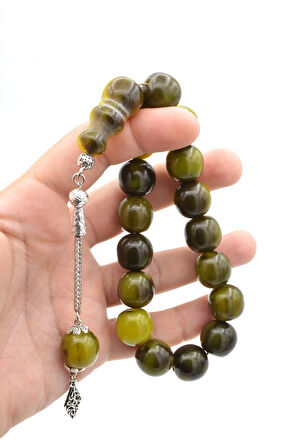 Fıçı Kesim Hareli Yeşil Sıkma Kehribar Efe Maskot Tesbih