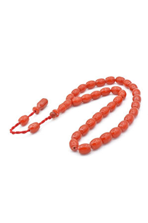 Şükrü Baba Yapımı Beyzi Model Turuncu Sıkma Kehribar Tesbih