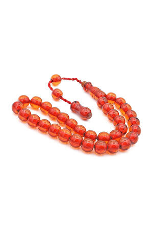 Şükrü Baba Yapımı Küre Model İri Kırmızı Sıkma Kehribar Tesbih