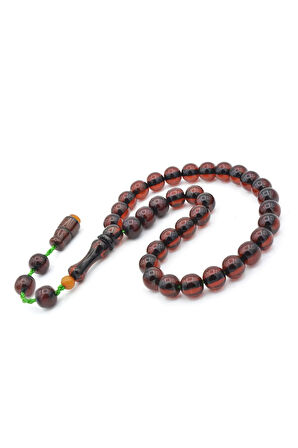 Şükrü Baba Yapımı Küre Model İri Kahverengi Sıkma Kehribar Tesbih