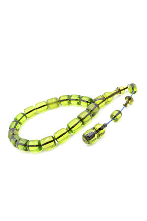 Hakkı Usta İmzalı Fıçı Kesim Yeşil Sıkma Kehribar Efe Maskot Tesbih