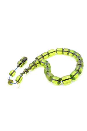 Hakkı Usta İmzalı Fıçı Kesim Yeşil Sıkma Kehribar Efe Maskot Tesbih