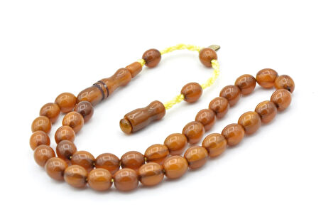 Hakkı Usta İmzalı Bilek Boy Sarı Sıkma Kehribar Tesbih