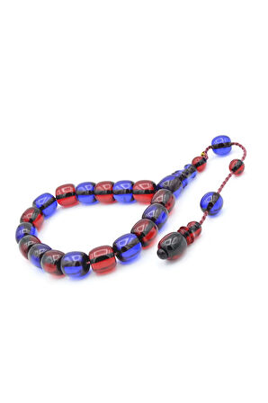 Enes Abdo İmzalı Fıçı Kesim Bordo Mavi Sıkma Kehribar Efe Maskot Tesbih