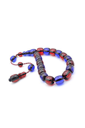 Enes Abdo İmzalı Fıçı Kesim Bordo Mavi Sıkma Kehribar Efe Maskot Tesbih