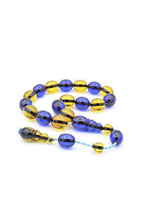 Enes Abdo İmzalı Beyzi Kesim Sarı Lacivert Sıkma Kehribar Efe Maskot Tesbih