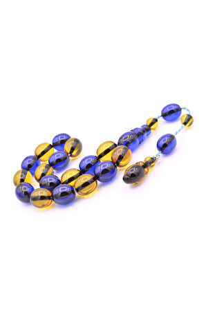 Enes Abdo İmzalı Beyzi Kesim Sarı Lacivert Sıkma Kehribar Efe Maskot Tesbih