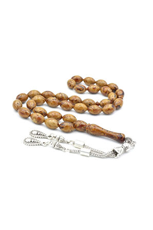 Beyzi Kesim İri Boy Hareli Kahverengi Beyrut Kehribar Tesbih