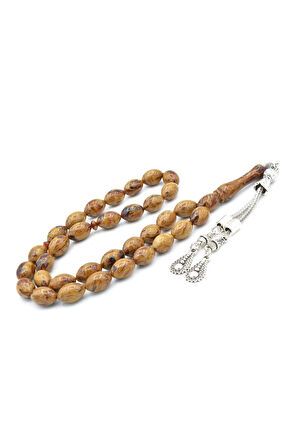 Beyzi Kesim İri Boy Hareli Kahverengi Beyrut Kehribar Tesbih