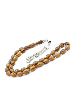 Beyzi Kesim İri Boy Hareli Kahverengi Beyrut Kehribar Tesbih