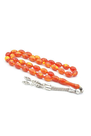 Beyzi Kesim İri Boy Sarı Kırmızı Beyrut Kehribar Tesbih