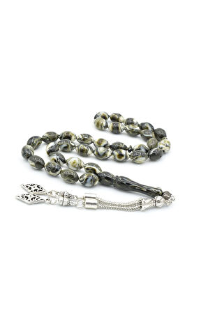 Beyzi Kesim İri Boy Yeşil Beyaz Beyrut Kehribar Tesbih