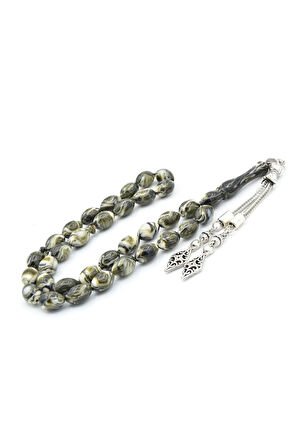 Beyzi Kesim İri Boy Yeşil Beyaz Beyrut Kehribar Tesbih