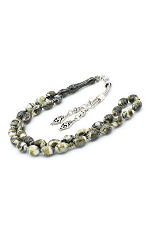 Beyzi Kesim İri Boy Yeşil Beyaz Beyrut Kehribar Tesbih