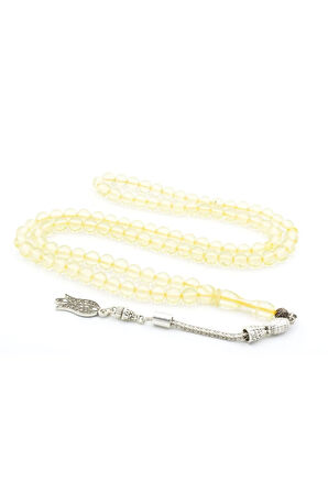 Küre Kesim 99 luk Şeffaf Sarı Beyrut Kehribar Tesbih