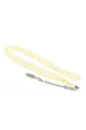 Küre Kesim 99 luk Şeffaf Sarı Beyrut Kehribar Tesbih