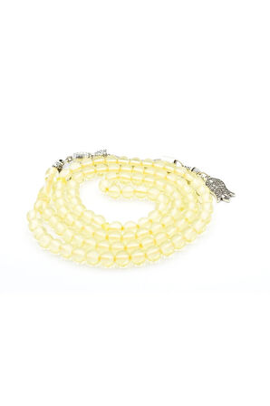 Küre Kesim 99 luk Şeffaf Sarı Beyrut Kehribar Tesbih