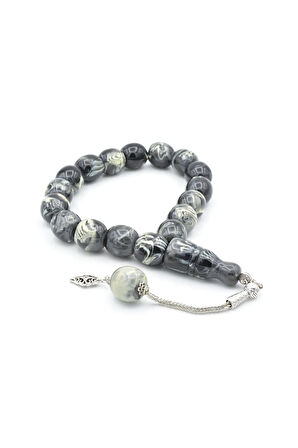 Fıçı Kesim Siyah Beyaz Toz Kehribar Efe Maskot Tesbih